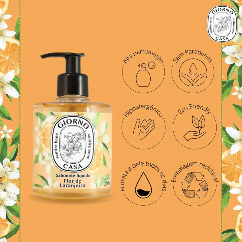 Giorno Casa Sabonete Liquido Flor de Laranjeira 350 ml