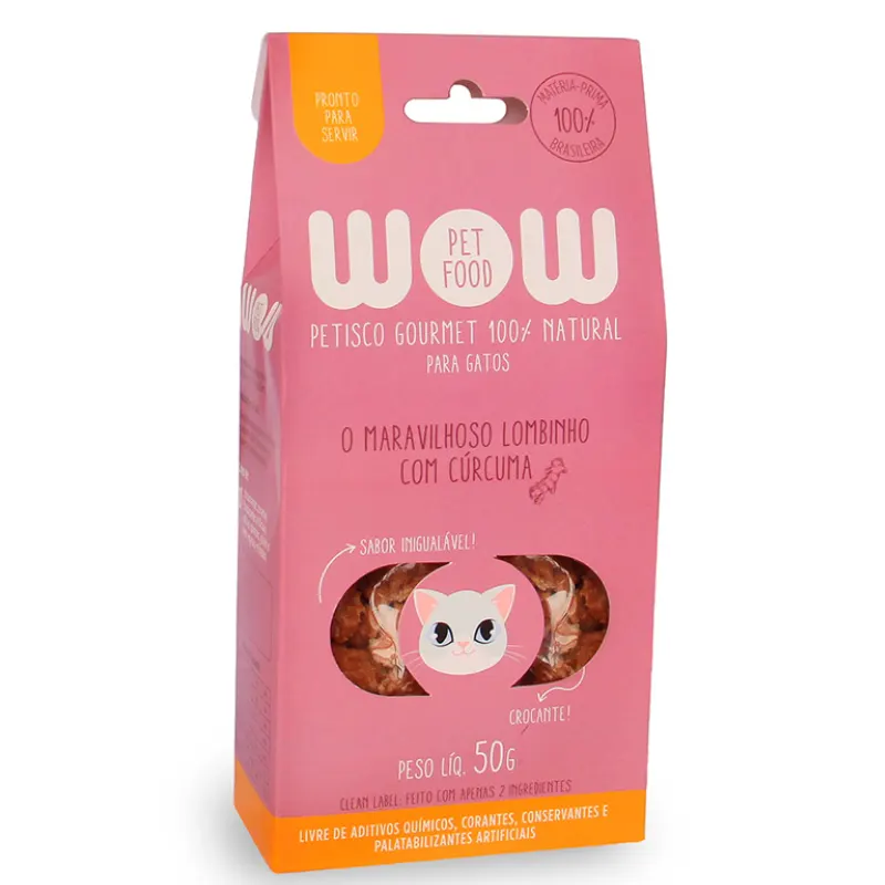 Petisco Natural Wow Cat O Maravilhoso lombinho com cúrcuma 50g