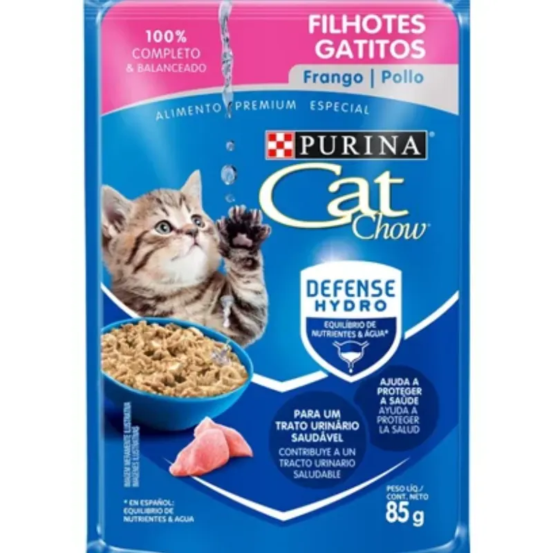 Cat Chow Sachê para Gatos Filhotes Sabor Frango 85 g