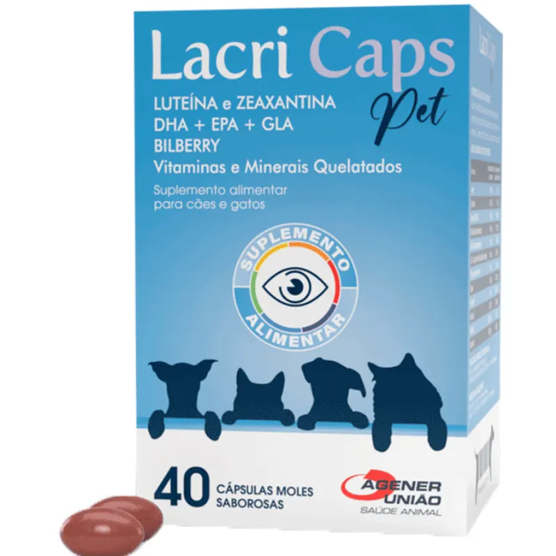 Suplemento Alimentar Agener Lacri Caps para Cães e Gatos 40 Cápsulas