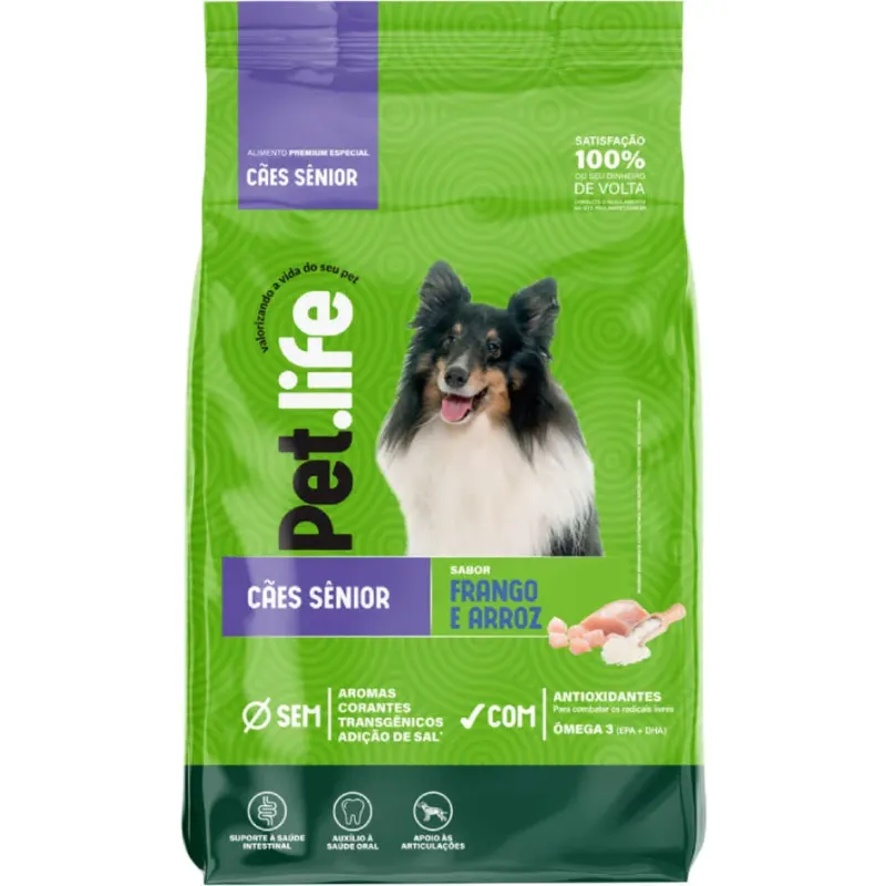 Ração Pet life Frango e Arroz para Cães Sênior