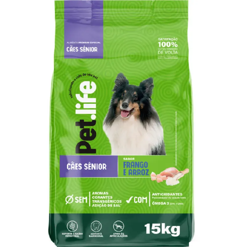 Ração Pet life Frango e Arroz para Cães Sênior