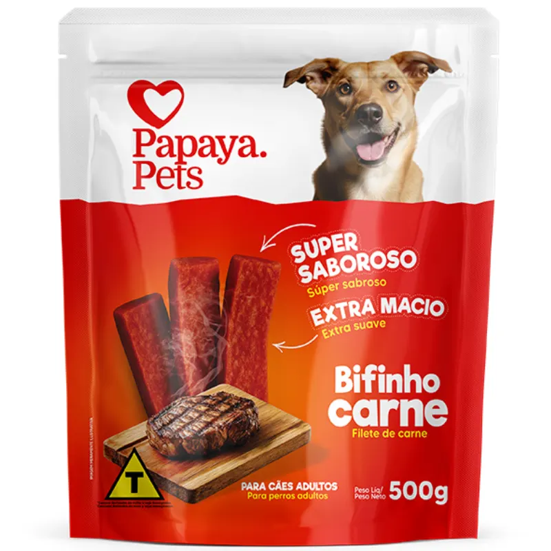 Bifinho Papaya Pets Bifinhos Sabor Carne 500g