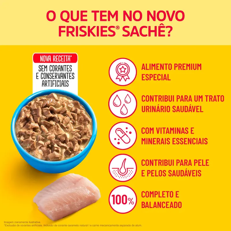 Friskies Sachês para Gatos Adultos Sabor Peixe Branco 85g