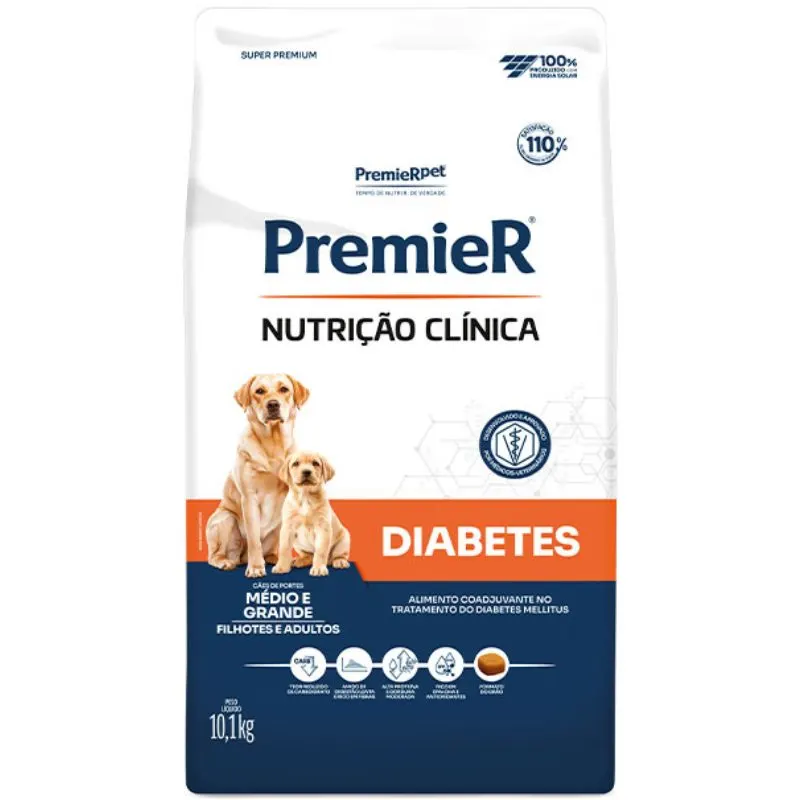 Ração Premier Diabetes Cães Raças Médio e Grande 10,1kg