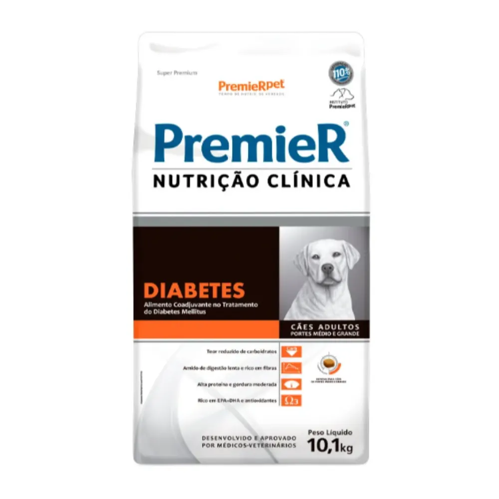 Ração Premier Diabetes Cães Raças Médio e Grande 10,1kg