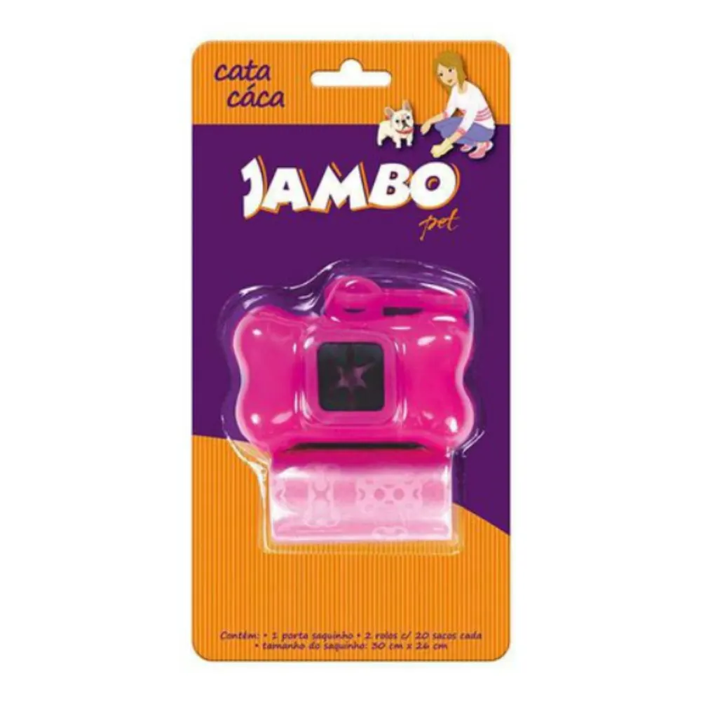 Kit Porta Sac 2 Rolos Basic Rosa Jambo para Cães