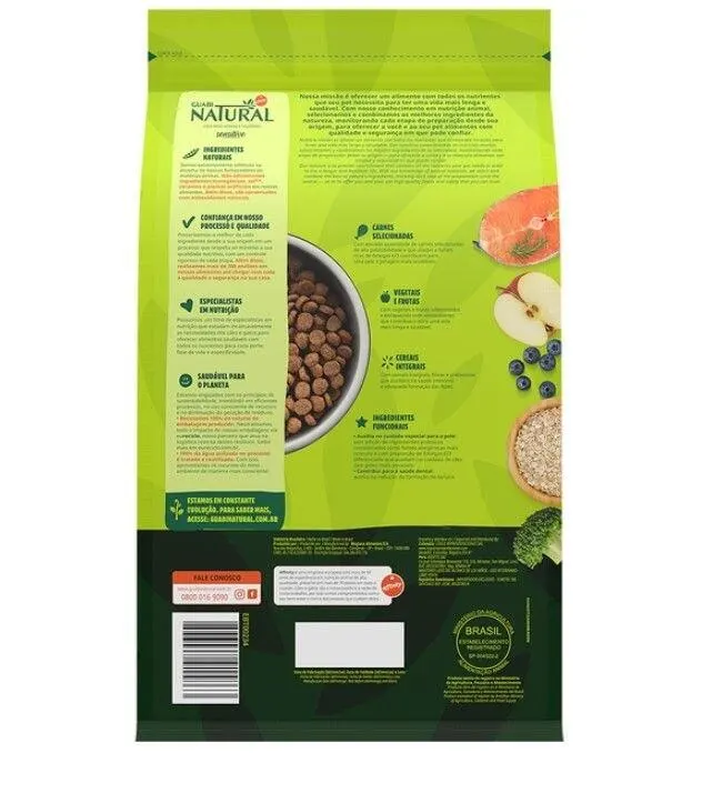 Ração Guabi Natural Sensitive Salmão e Aveia Cães Adultos Raças Mini, Pequeno e Médio