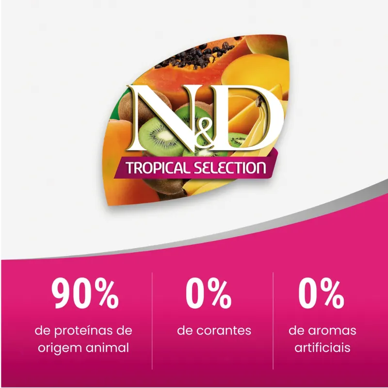 Ração N&D Tropical para Cães Filhotes de Raças Mini e Pequenas Sabor Suíno, Cereais e Frutas Tropicais 2Kg