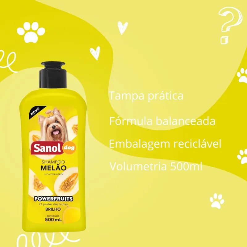 Sanol Dog Powerfruits Shampoo Melão 500 ml
