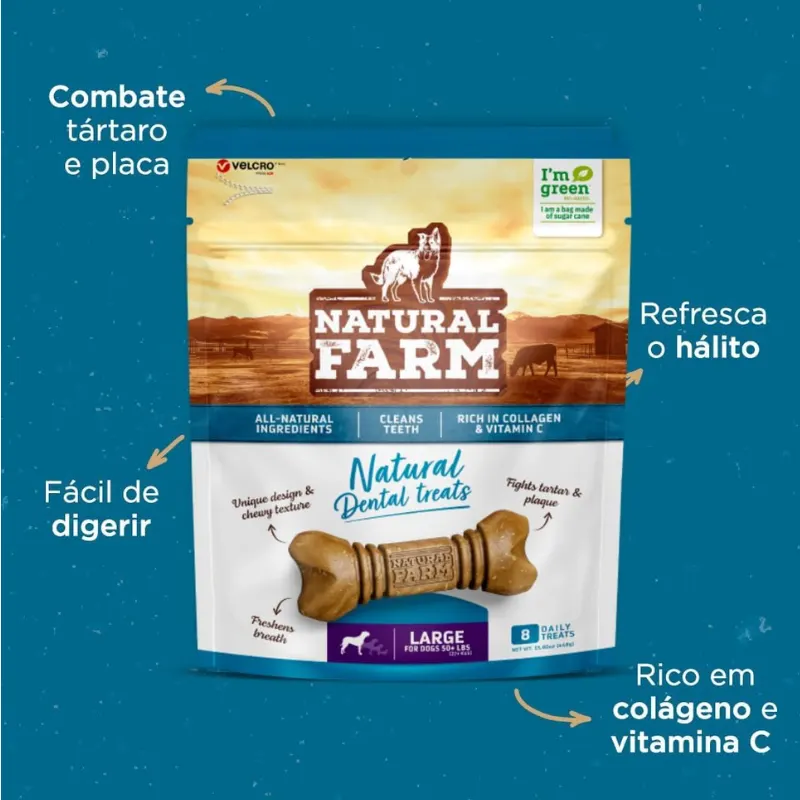 Petiscos Natural Farm Snack Dental Grande 448 g