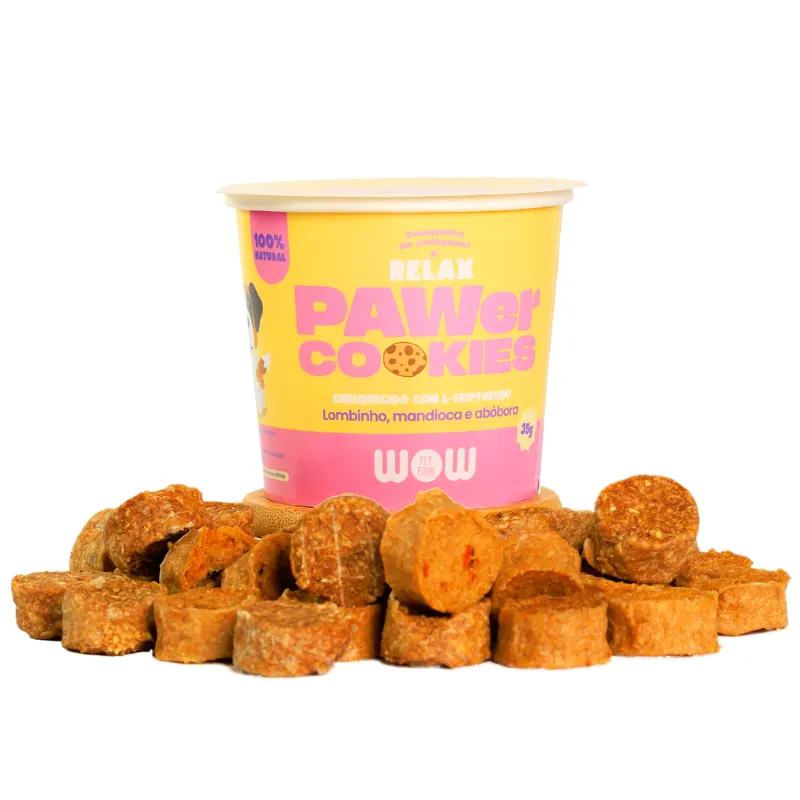 Petisco Natural PAWer Cookies RELAX de lombinho, mandioca e abóbora WOW 35 g