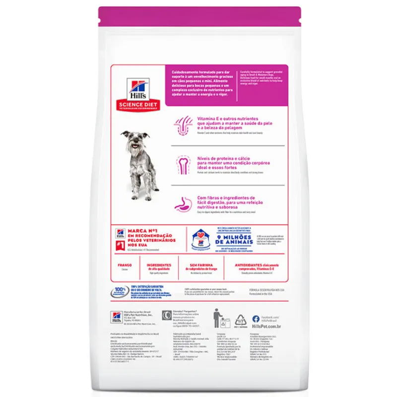 Ração Hill's Cães 7+ Mini e Pequenos 2,4 Kg