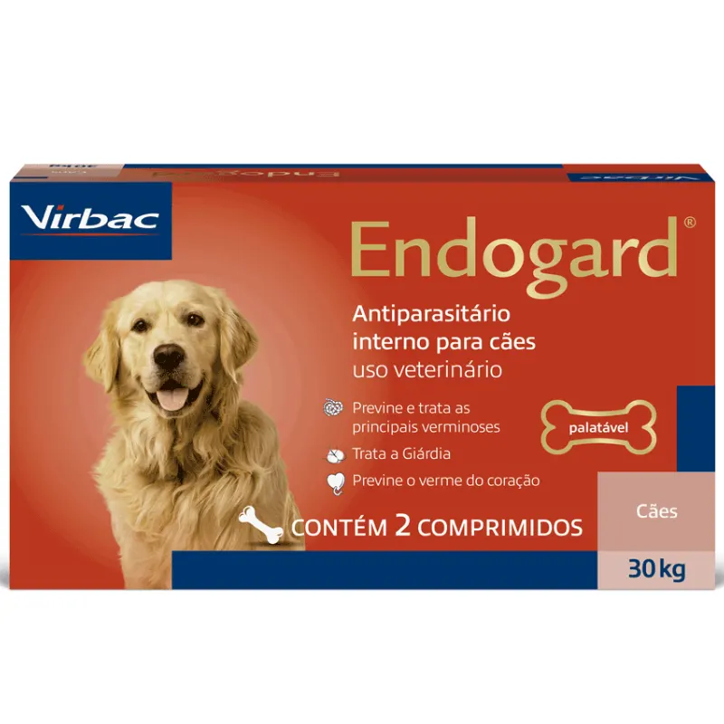 Antiparasitário Virbac Endogard para Cães de Até 30 kg com 2 Comprimidos