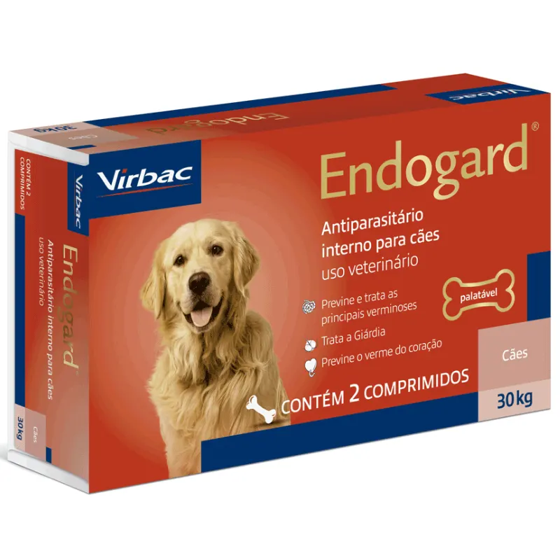 Antiparasitário Virbac Endogard para Cães de Até 30 kg com 2 Comprimidos