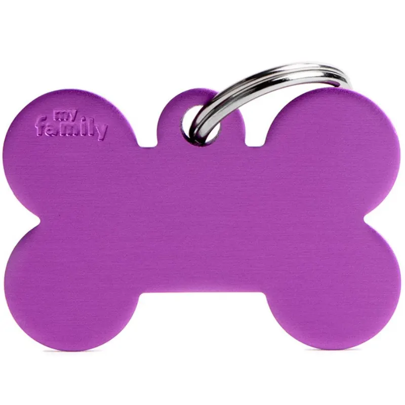 Medalha de Identificação My Family Basic Aluminum Osso Roxo G