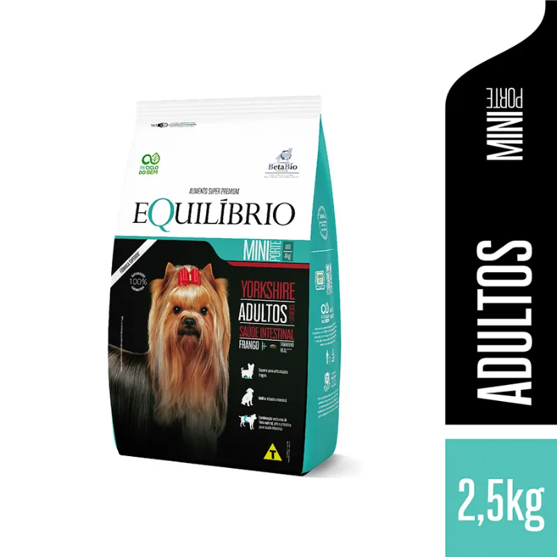 Ração Equilíbrio Yorkshire para Cães Adultos de Porte Mini e Pequeno Sabor Frango 2,5 Kg