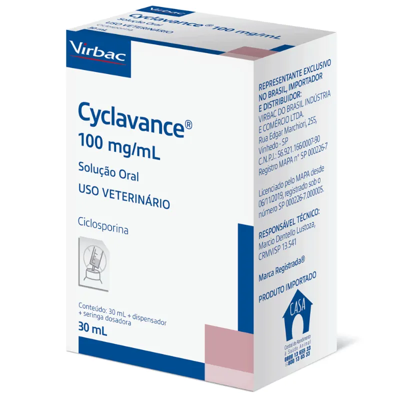 Medicamento Cyclavance para Cães Virbac 30 ml