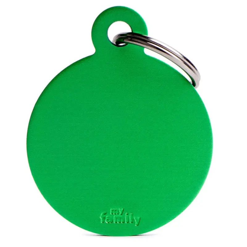 Medalha de Identificação My Family Círculo Basic Pequeno de Alumínio Verde