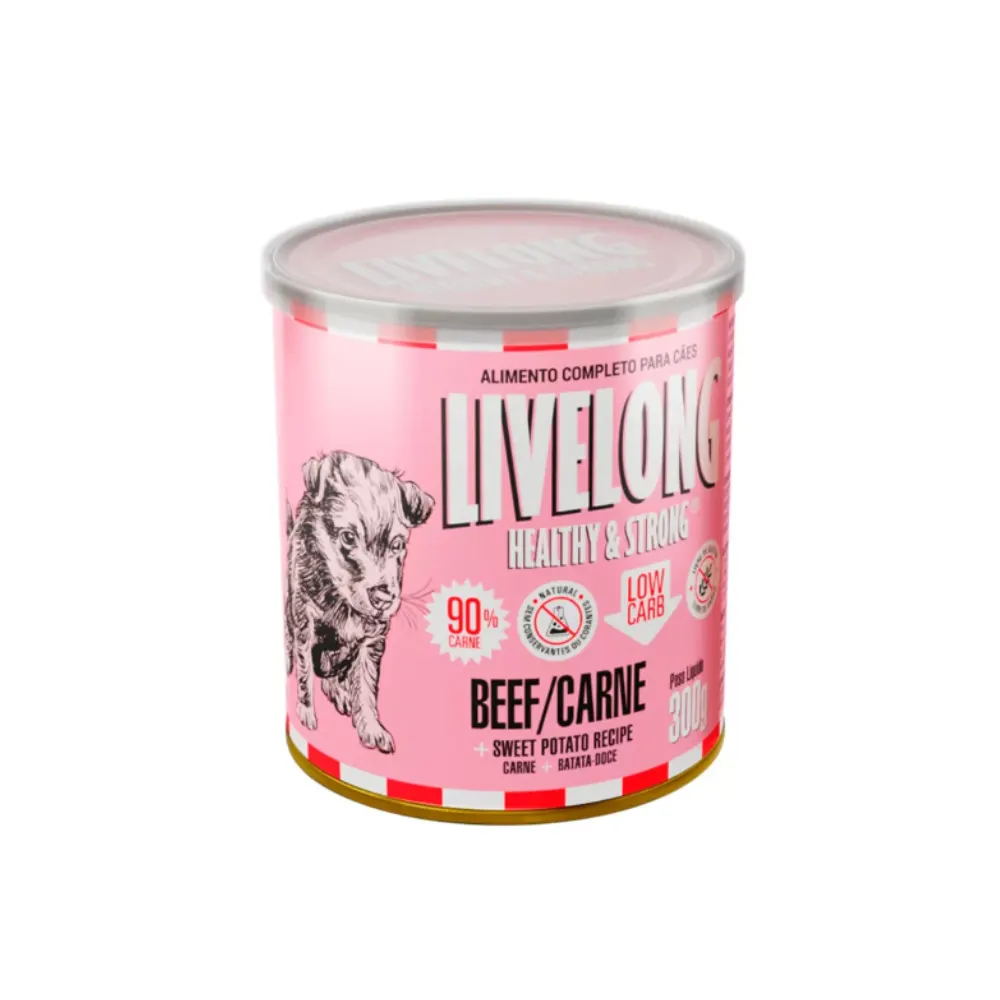 Ração Úmida Livelong Carne com Batata-Doce para Cães 300g