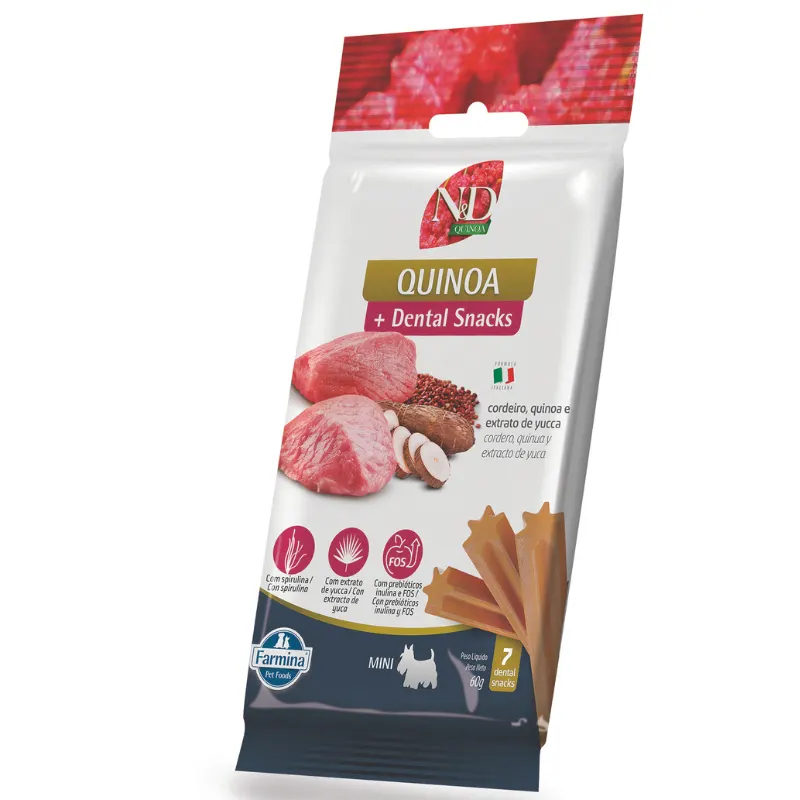 Petisco Dental N&D Quinoa para Cães de Raças Mini e Pequenas Sabor Cordeiro, Quinoa e Extrato de Yucca 60g