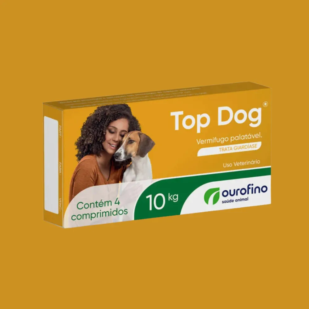 Vermifugo Ourofino Top Dog Cães de até 10 Kg - 4 Comprimidos