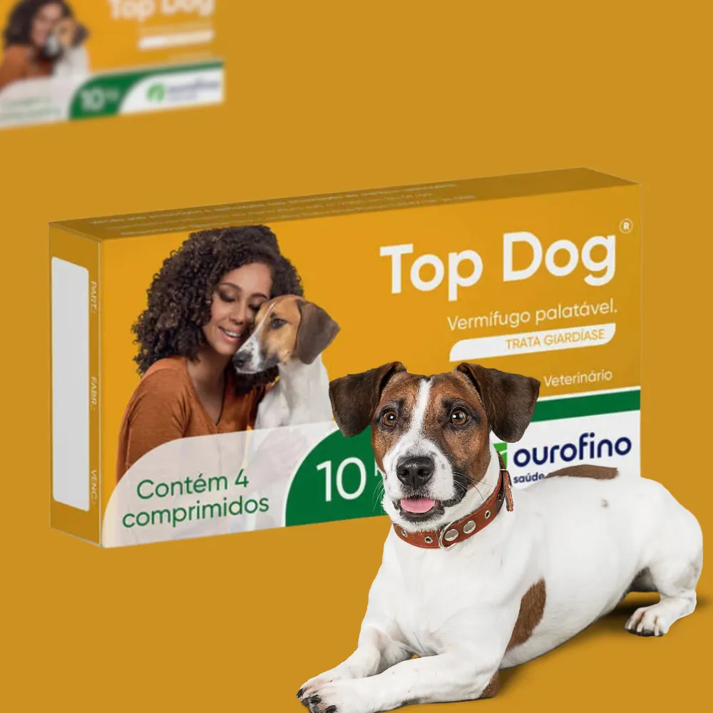 Vermifugo Ourofino Top Dog Cães de até 10 Kg - 4 Comprimidos