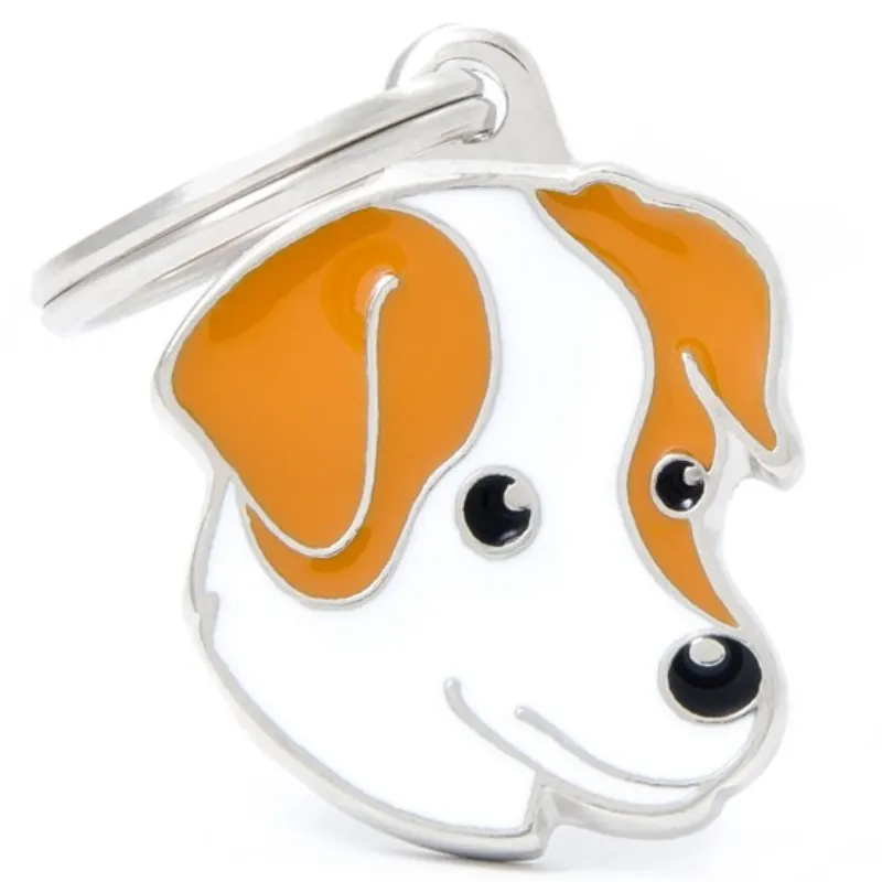 Medalha de Identificação My Family Jack Russell Branco e Laranja