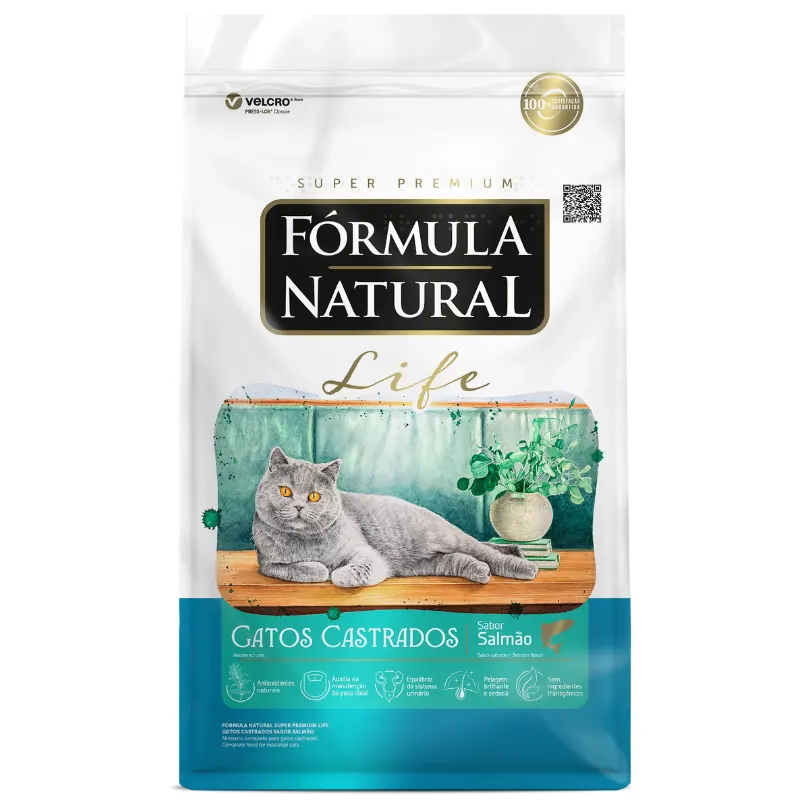 Ração Fórmula Natural Life para Gatos Castrados Sabor Salmão 10,1 Kg