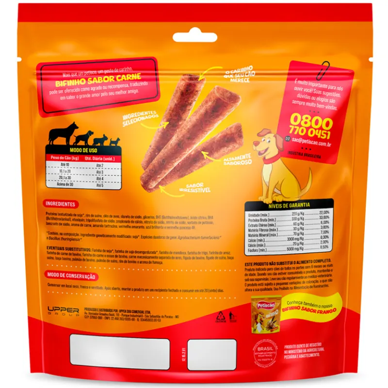 Petisco Palito Mastigável Carne 500 g
