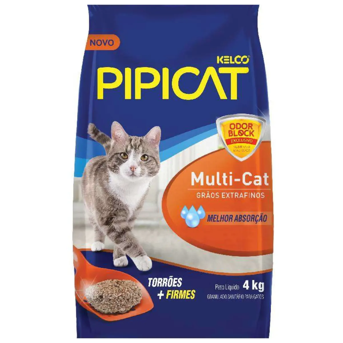 Areia Higiênica Pipicat Multicat para Gatos 4kg