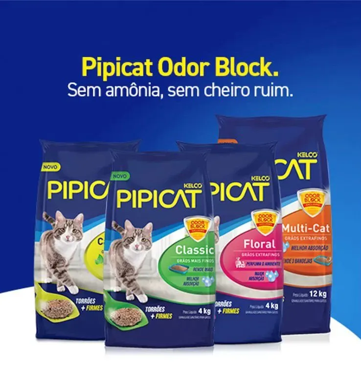 Areia Higiênica Pipicat Multicat para Gatos 4kg