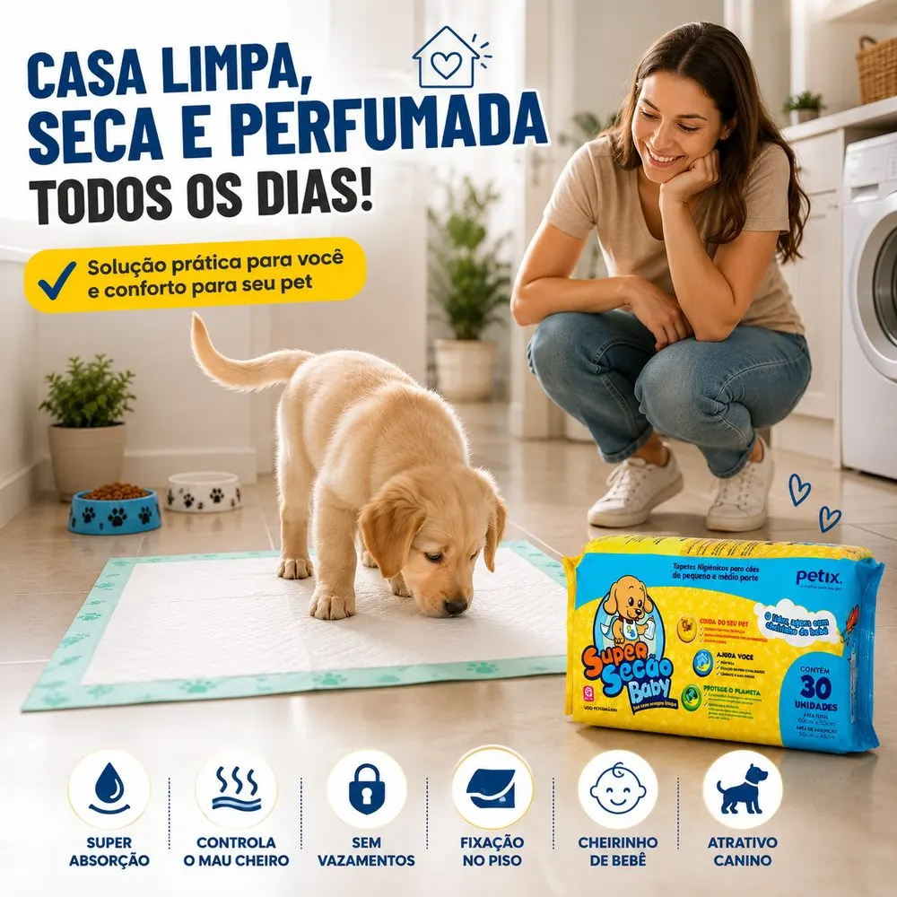 Tapete Higiênico Super Secão Baby Petix - 30 unidades