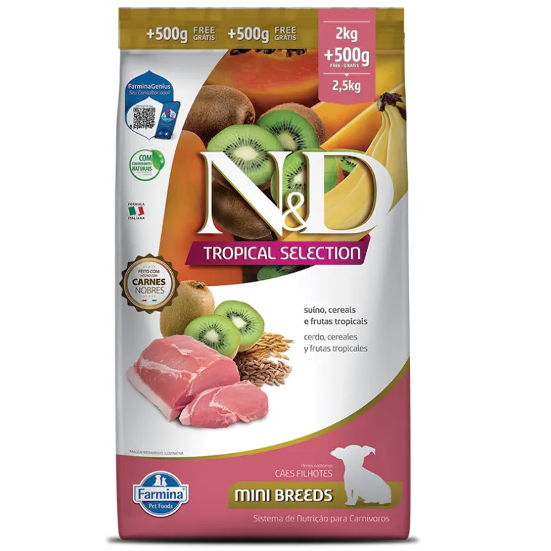 Ração N&D Tropical Selection Cães Filhotes Mini Suíno 2+05 Kg