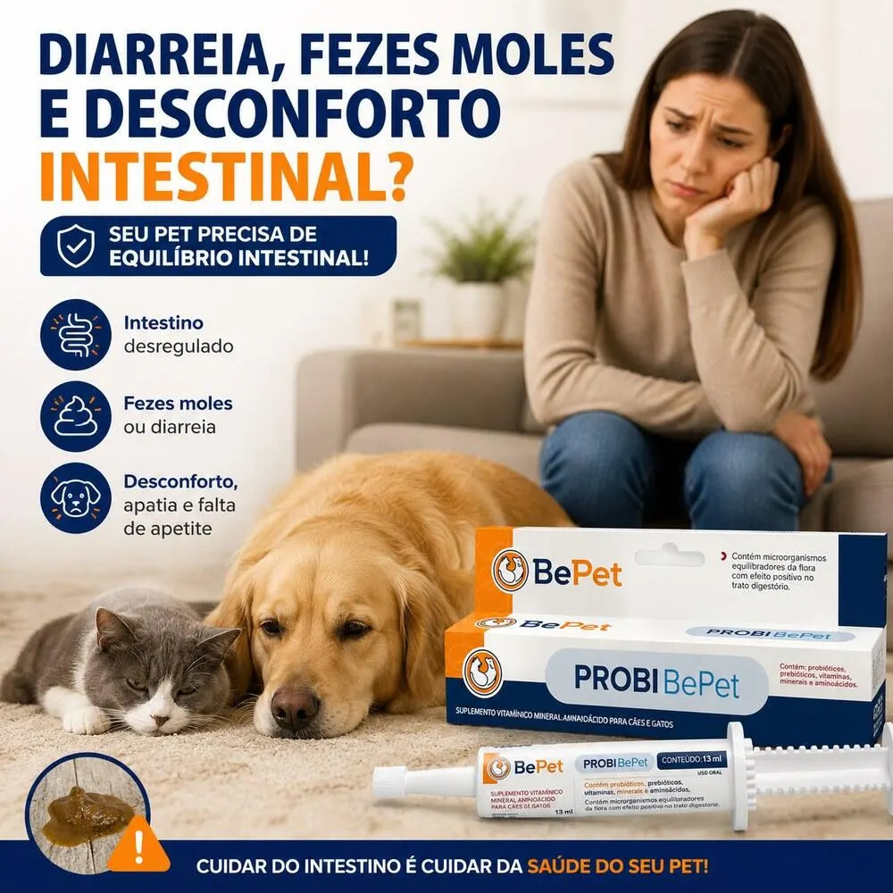 Suplemento Vitaminico Probiótico Probi Bepet Cão E Gato-13ml