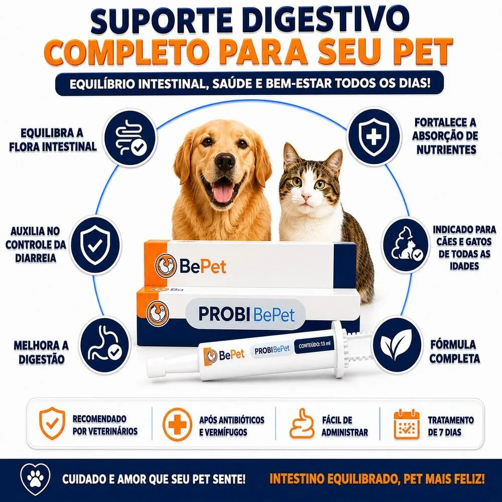 Suplemento Vitaminico Probiótico Probi Bepet Cão E Gato-13ml