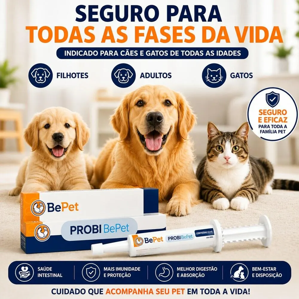 Suplemento Vitaminico Probiótico Probi Bepet Cão E Gato-13ml