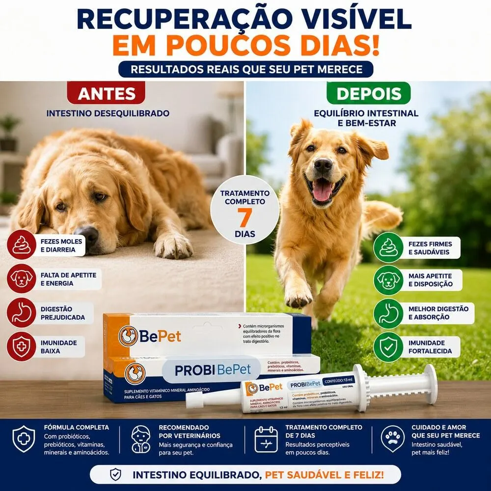 Suplemento Vitaminico Probiótico Probi Bepet Cão E Gato-13ml