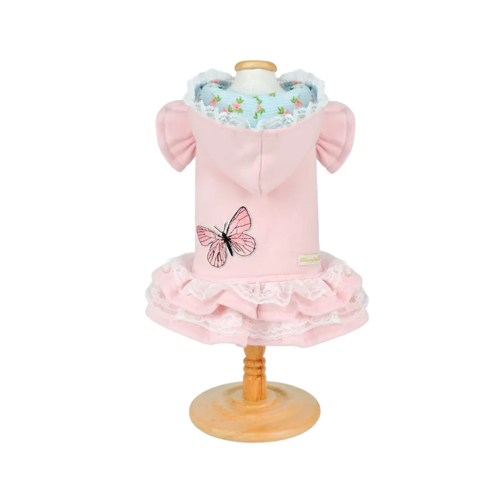 Casaco babado de Borboleta Rosa Bebê