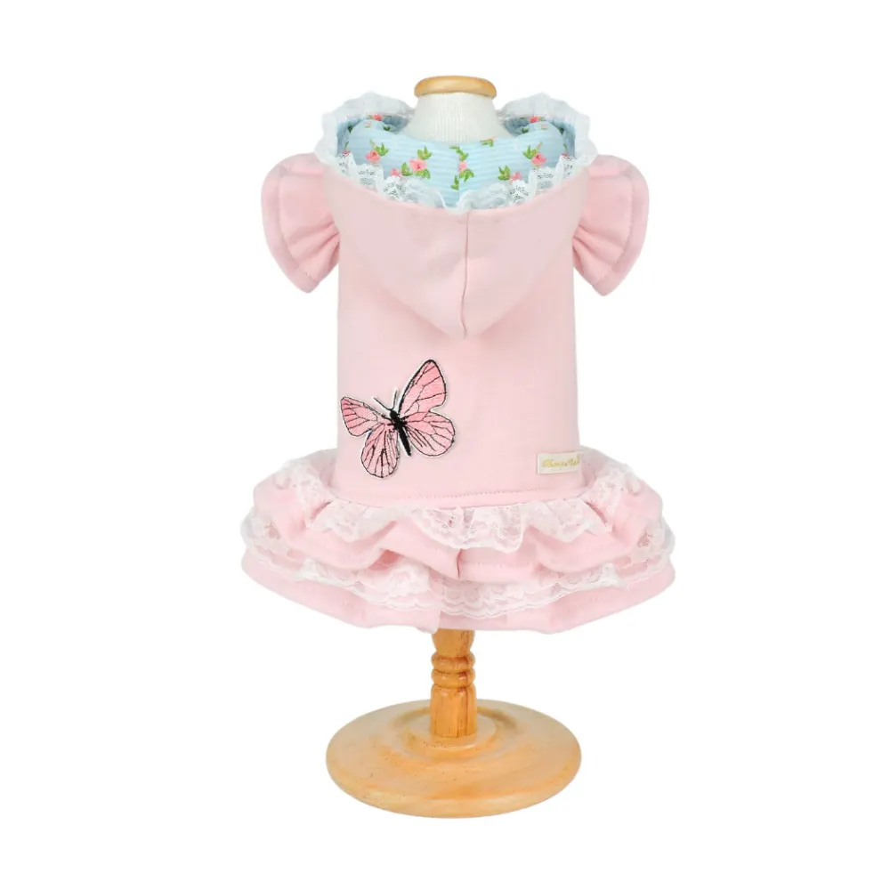 Casaco babado de Borboleta Rosa Bebê
