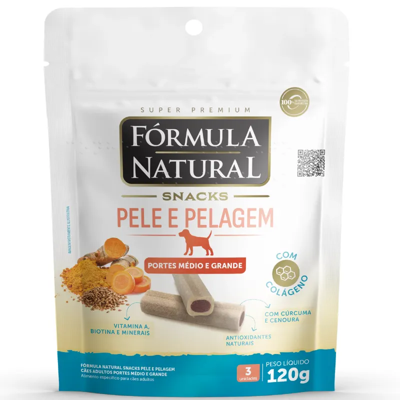 Fórmula Natural Snacks Pelagem para Cães de Porte Médio Grande 120 g