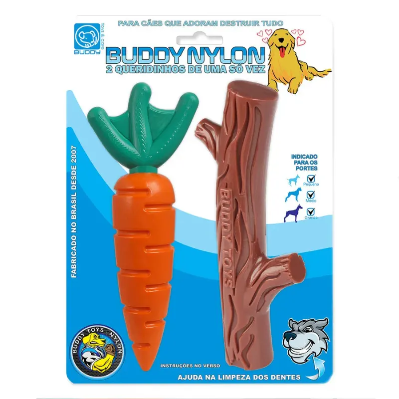 Brinquedo Nylon Queridinhos Cenoura e Graveto Buddy