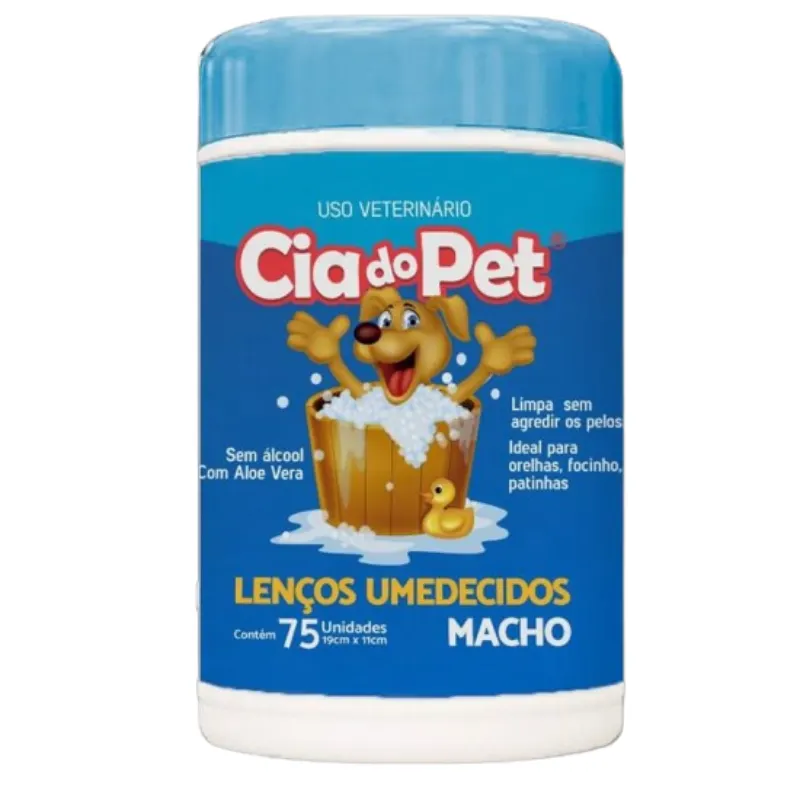 Lenço Umedecido Macho Cia do Pet 75 un