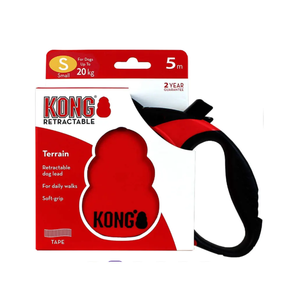 Guia Retrátil KONG Paw Terrain Vermelha Tam.G