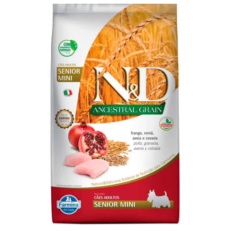 Ração Farmina ND Ancestral Grain Cães Sênior Frango Raças Pequenas