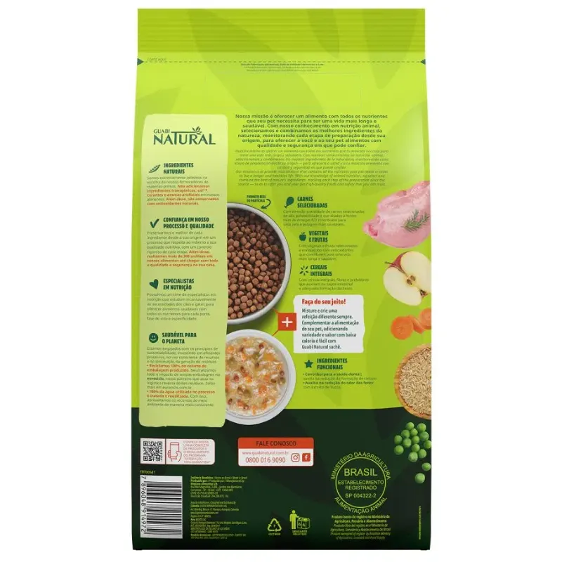 Ração Guabi Natural Cão Adulto Mini e Pequeno Frango e Arroz