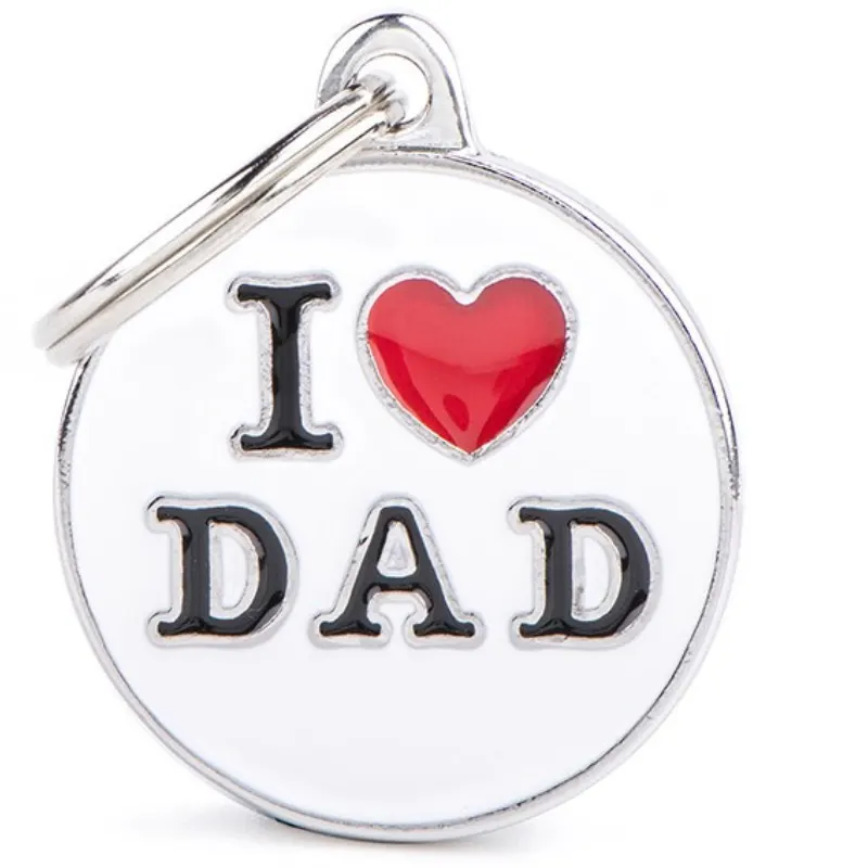 Medalha de Identificação My Family Eu Amo Meu Pai Tamanho Médio