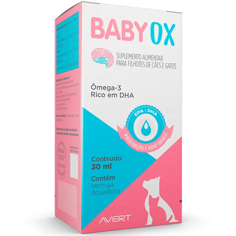 Suplemento Avert BabyOx para Cães e Gatos Filhotes 30 ml