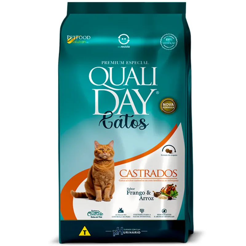 Ração Qualiday para Gatos Castrados Sabor Frango 2,5 Kg