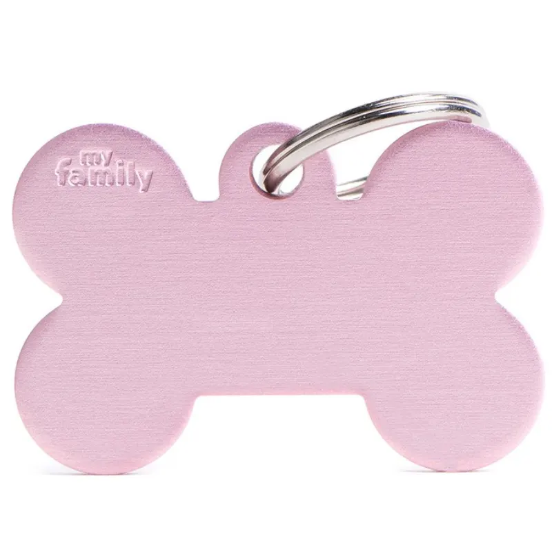 Medalha de Identificação My Family Osso Alumínio Rosa